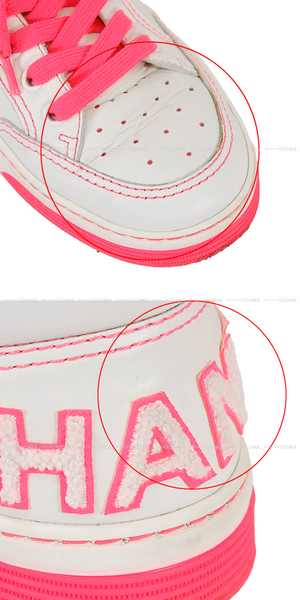 [Pre-loved] CHANEL sneakers Back logo low-frequency cut White/Pink Leather 37 G35934[USED SA][Authentic]