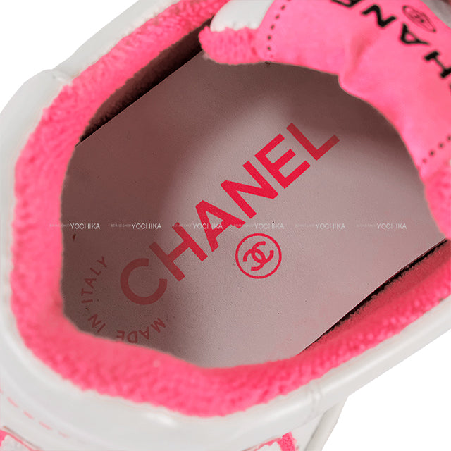 [Pre-loved] CHANEL sneakers Back logo low-frequency cut White/Pink Leather 37 G35934[USED SA][Authentic]