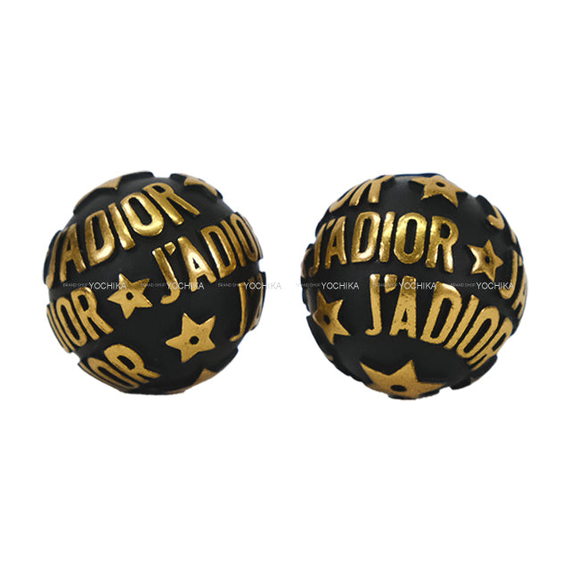 [Pre-loved] Dior pierced earring J'Adior Tribales Noir (Black)/Gold Diameter0.6" Antique Gold HW[LIKE NEW][Authentic]