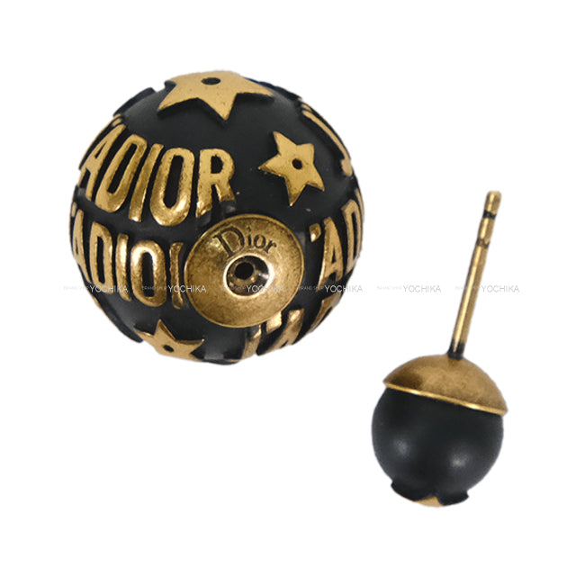 [Pre-loved] Dior pierced earring J'Adior Tribales Noir (Black)/Gold Diameter0.6" Antique Gold HW[LIKE NEW][Authentic]