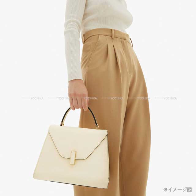 [Pre-loved] Valextra Shoulder bag Medium Izzide Blanc (White) Soft calfskin Gold HW WBES0056028[LIKE NEW][Authentic]