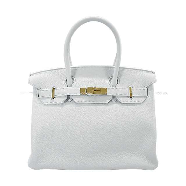 HERMES Handbag Birkin30 Blanc (White) Taurillon Clemence Gold HW Stamp T[EXCELLENT][Authentic]