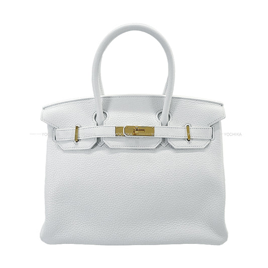 HERMES Handbag Birkin30 Blanc (White) Taurillon Clemence Gold HW Stamp T[EXCELLENT][Authentic]