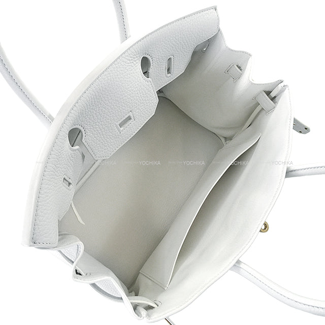 HERMES Handbag Birkin30 Blanc (White) Taurillon Clemence Gold HW Stamp T[EXCELLENT][Authentic]