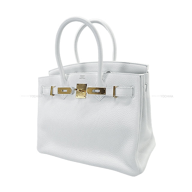 HERMES Handbag Birkin30 Blanc (White) Taurillon Clemence Gold HW Stamp T[EXCELLENT][Authentic]