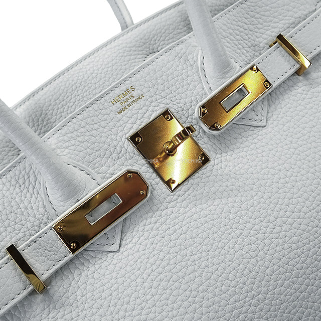 HERMES Handbag Birkin30 Blanc (White) Taurillon Clemence Gold HW Stamp T[EXCELLENT][Authentic]