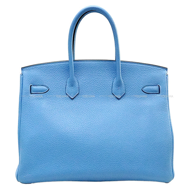 [Pre-loved] HERMES Handbag Birkin35 Bleu Paradis Taurillon Clemence Gold HW Stamp □R[USED SA][Authentic]