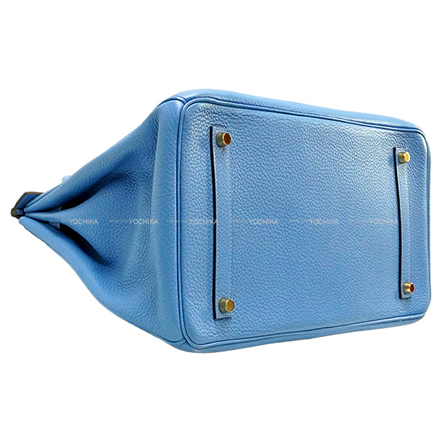 [Pre-loved] HERMES Handbag Birkin35 Bleu Paradis Taurillon Clemence Gold HW Stamp □R[USED SA][Authentic]