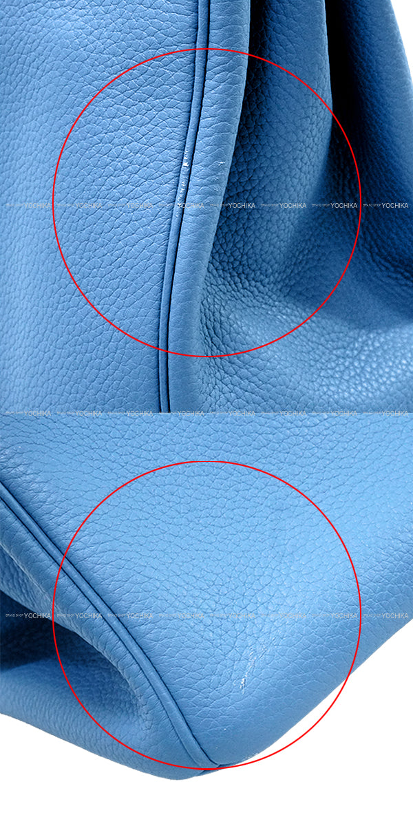 [Pre-loved] HERMES Handbag Birkin35 Bleu Paradis Taurillon Clemence Gold HW Stamp □R[USED SA][Authentic]