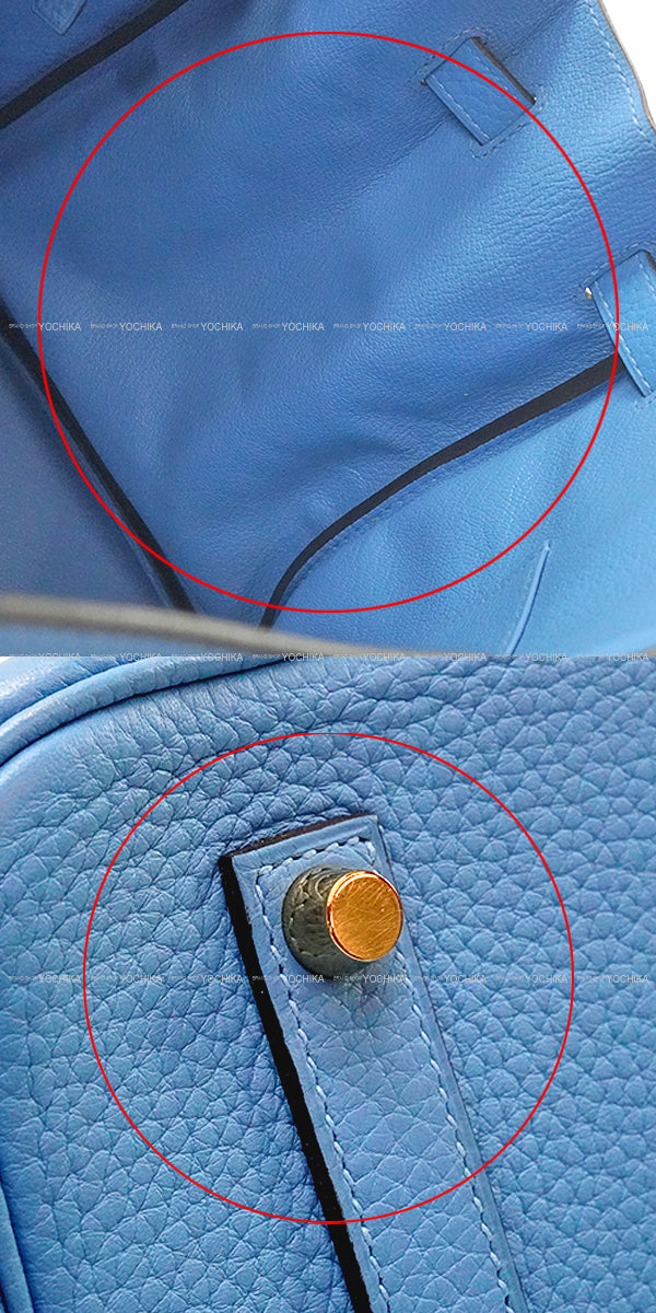 [Pre-loved] HERMES Handbag Birkin35 Bleu Paradis Taurillon Clemence Gold HW Stamp □R[USED SA][Authentic]