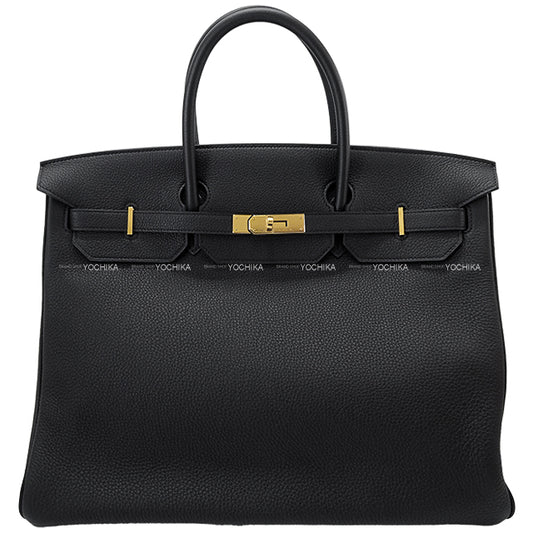 HERMES Handbag Birkin40 Noir (Black) Veau Togo Gold HW Stamp C[EXCELLENT][Authentic]