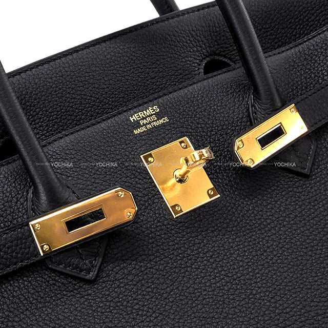 HERMES Handbag Birkin40 Noir (Black) Veau Togo Gold HW Stamp C[EXCELLENT][Authentic]