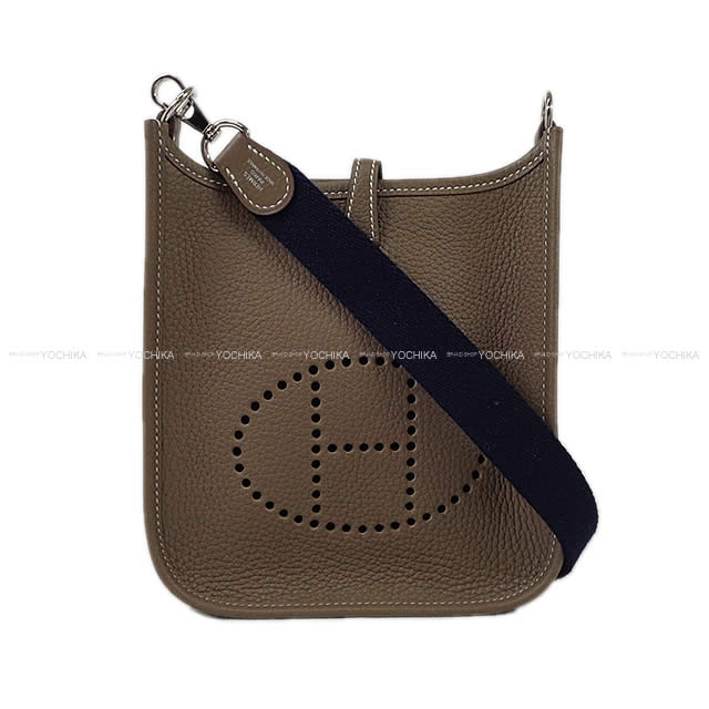 HERMES Shoulder bag Evelyne 16 TPM Amazon Etoupe/Blue Indigo Taurillon Clemence Silver HW Stamp Y[EXCELLENT][Authentic]
