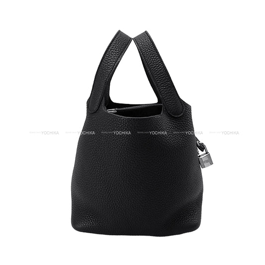 [Pre-loved] HERMES Handbag Picotin Lock 18 PM Noir (Black) Taurillon Clemence Silver HW Stamp B[LIKE NEW][Authentic]
