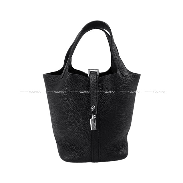 [Pre-loved] HERMES Handbag Picotin Lock 18 PM Noir (Black) Taurillon Clemence Silver HW Stamp B[LIKE NEW][Authentic]