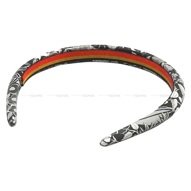 HERMES hair accessories Elsa Bloom Noir (Black)/Blanc (White) Silk[EXCELLENT][Authentic]