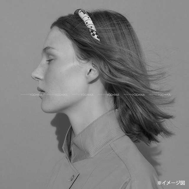 HERMES hair accessories Elsa Bloom Noir (Black)/Blanc (White) Silk[EXCELLENT][Authentic]