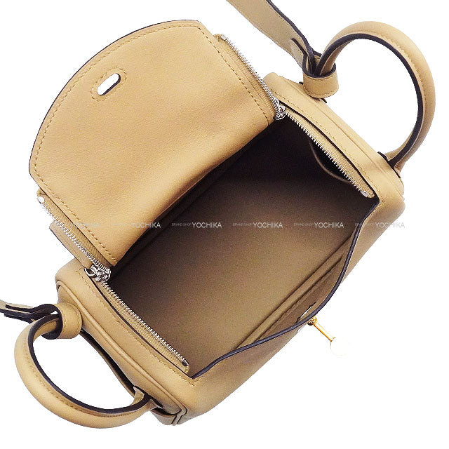 HERMES Shoulder bag Lindy mini 20 Poussiere Veau Swift Electrum HW Stamp K[BRAND NEW][Authentic]