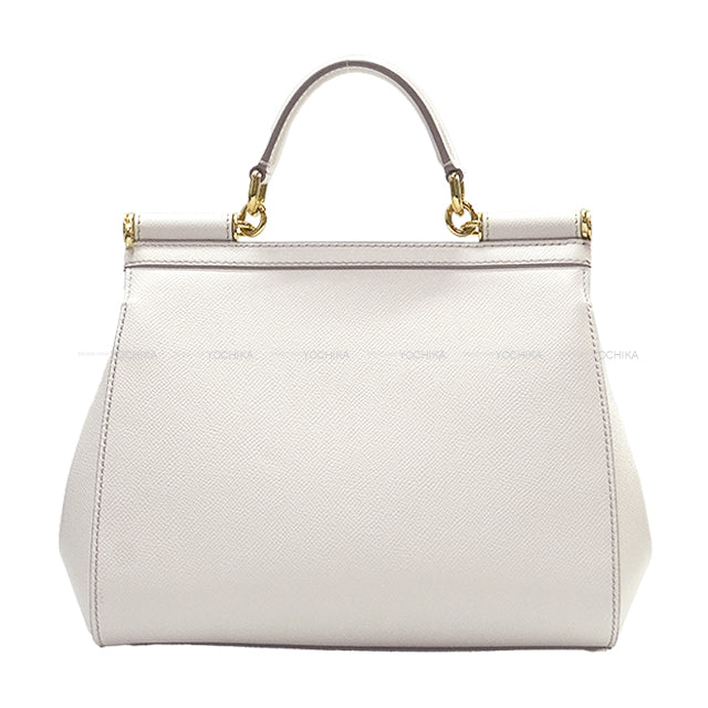 DOLCE&GABBANA Shoulder bag Sicily Large Majolica Silk Twill Blanc (White) Calfskin Champagne Gold HW BB6002[EXCELLENT][Authentic]
