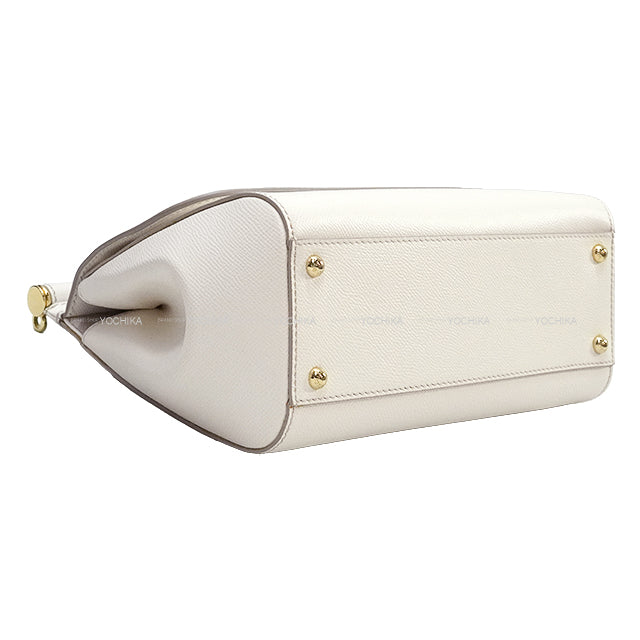 DOLCE&GABBANA Shoulder bag Sicily Large Majolica Silk Twill Blanc (White) Calfskin Champagne Gold HW BB6002[EXCELLENT][Authentic]