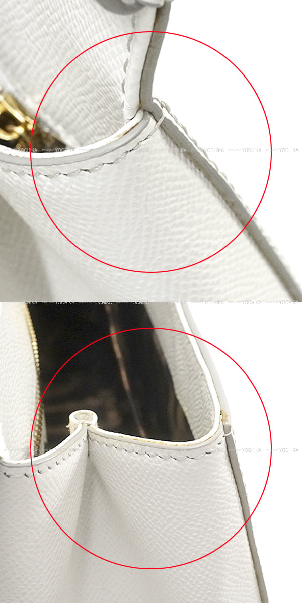 DOLCE&GABBANA Shoulder bag Sicily Large Majolica Silk Twill Blanc (White) Calfskin Champagne Gold HW BB6002[EXCELLENT][Authentic]