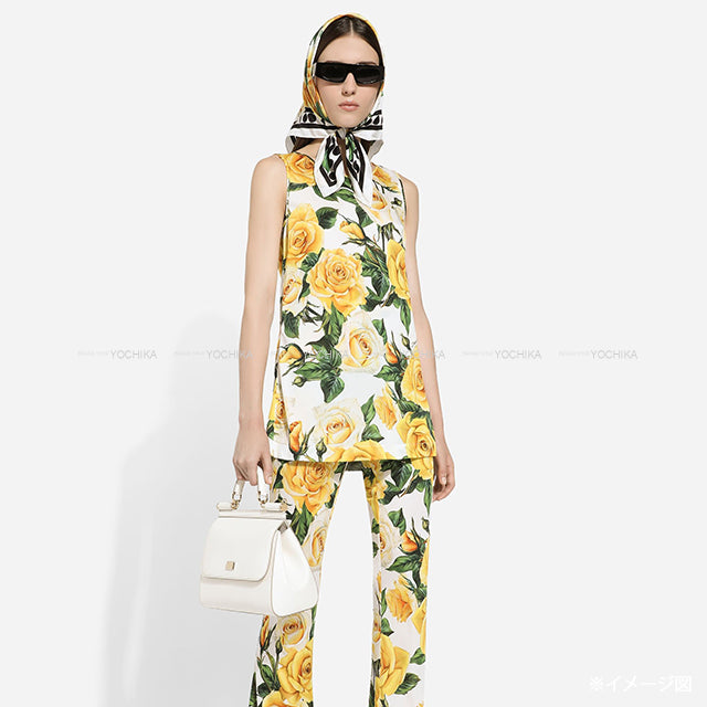 DOLCE&GABBANA Shoulder bag Sicily Large Majolica Silk Twill Blanc (White) Calfskin Champagne Gold HW BB6002[EXCELLENT][Authentic]