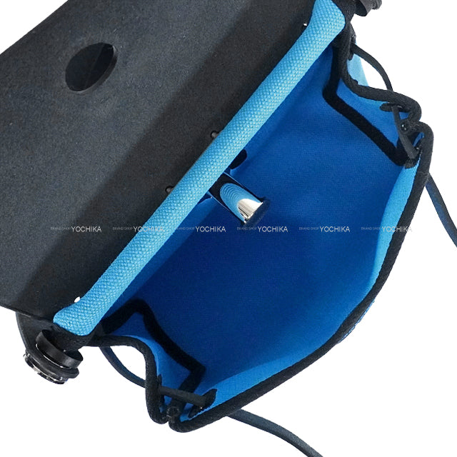 HERMES Shoulder bag Herbag Zip 20 Mini Bleu Riviera/Black Toile Militaire/Vache Hunter Silver HW Stamp K[BRAND NEW][Authentic]
