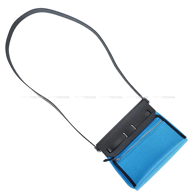 HERMES Shoulder bag Herbag Zip 20 Mini Bleu Riviera/Black Toile Militaire/Vache Hunter Silver HW Stamp K[BRAND NEW][Authentic]