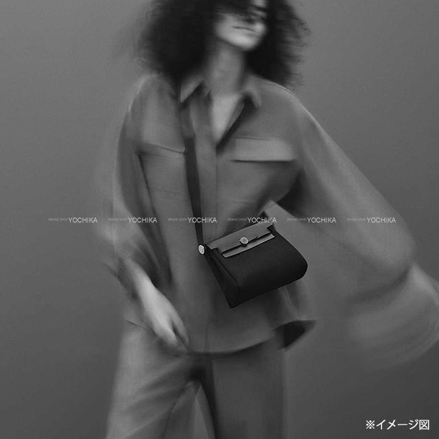 HERMES Shoulder bag Herbag Zip 20 Mini Bleu Riviera/Black Toile Militaire/Vache Hunter Silver HW Stamp K[BRAND NEW][Authentic]