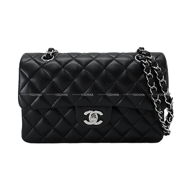 CHANEL Shoulder bag Matelasse 23 Classic Double Flap Small COCO Mark Small Noir (Black) Lambskin Silver HW A01113[EXCELLENT][Authentic]