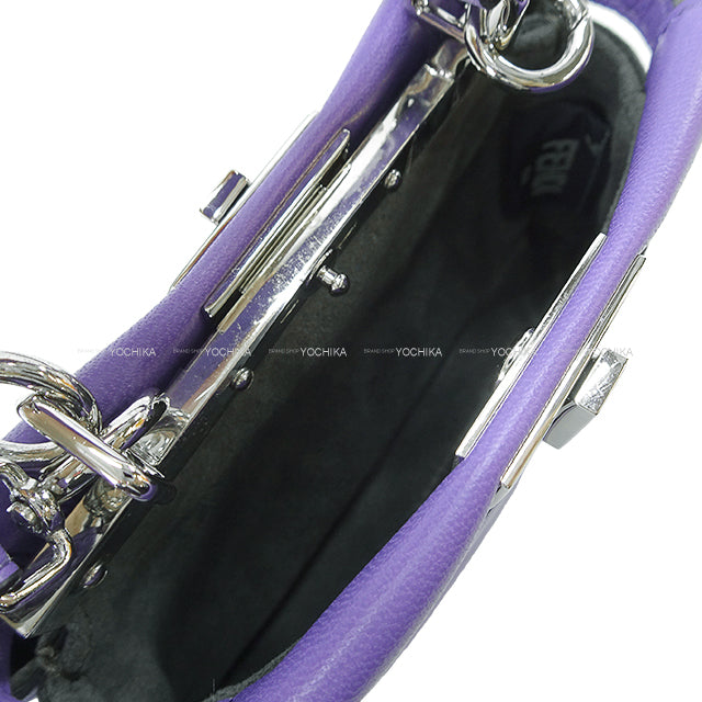 FENDI Shoulder bag Peekaboo Micro Viola Cassis Nappa Shiny Silver HW 8M0355 K47 F089F[EXCELLENT][Authentic]