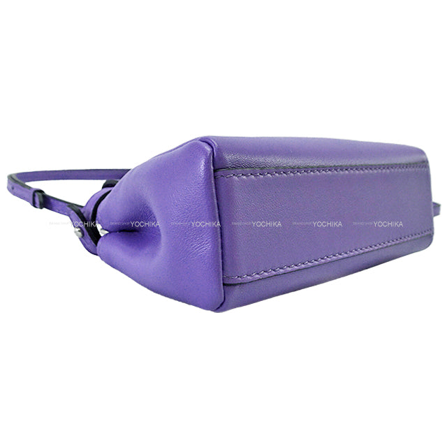 FENDI Shoulder bag Peekaboo Micro Viola Cassis Nappa Shiny Silver HW 8M0355 K47 F089F[EXCELLENT][Authentic]