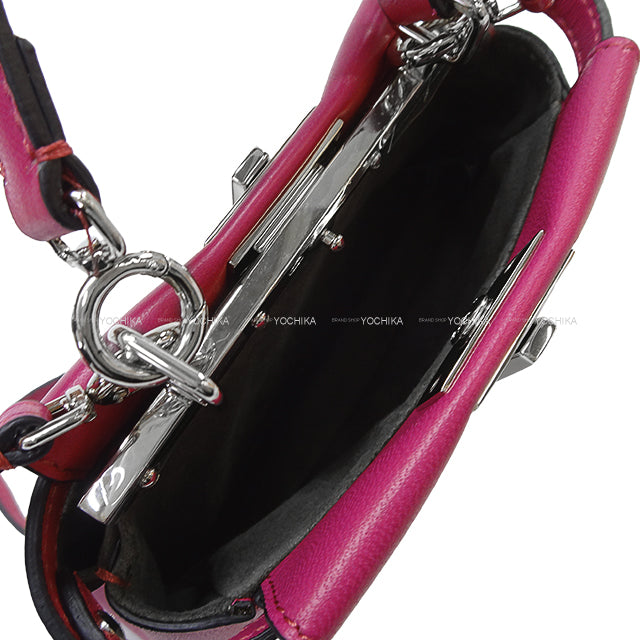 FENDI Shoulder bag Peekaboo Micro Magenta Nappa Shiny Silver HW 8M0355 K47 F022E[EXCELLENT][Authentic]