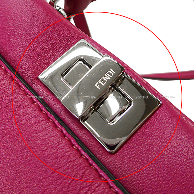 FENDI Shoulder bag Peekaboo Micro Magenta Nappa Shiny Silver HW 8M0355 K47 F022E[EXCELLENT][Authentic]