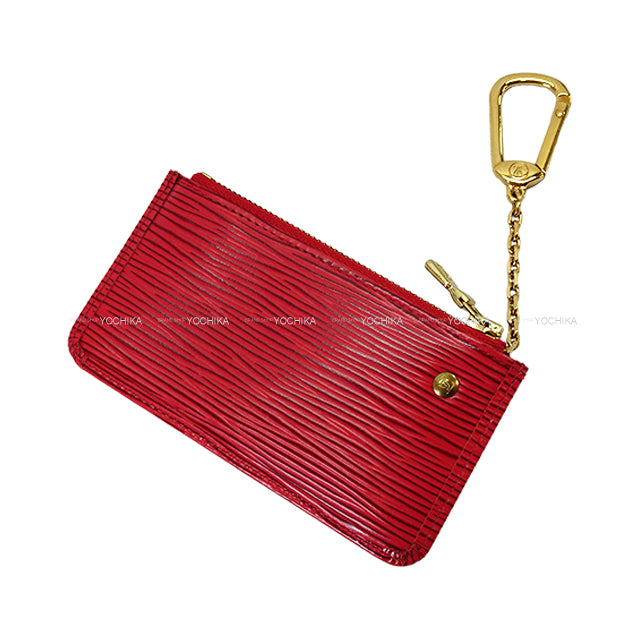 LOUIS VUITTON change purse Key Ring Pochette Cle Castilian Red Epi Gold HW M63807[EXCELLENT][Authentic]