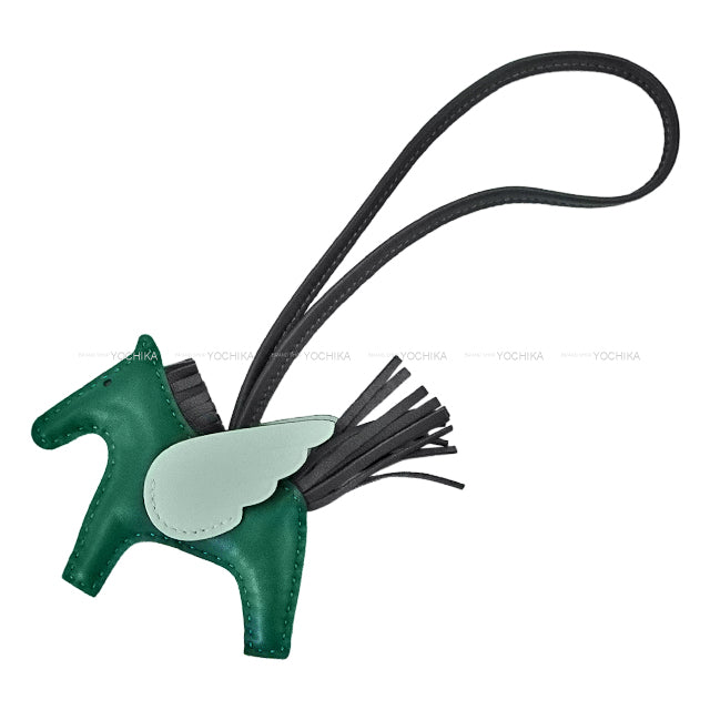 HERMES bag charm Rodeo Pegasus PM Vert Moyen/Vert Peppermint/Ardoise Agneau Milo/Veau Swift Stamp W[BRAND NEW][Authentic]
