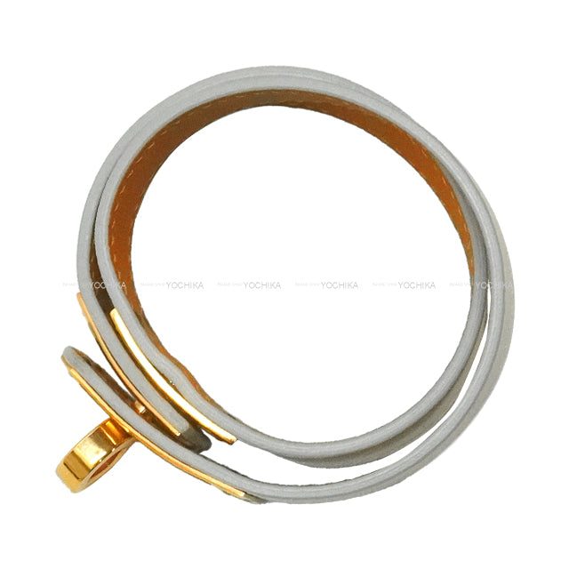 HERMES bracelet Kelly Double Tour Blanc (White) Veau Swift #T2 Gold HW Stamp C[EXCELLENT][Authentic]