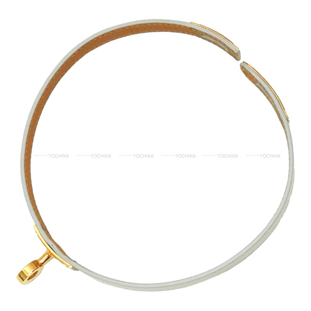 HERMES bracelet Kelly Double Tour Blanc (White) Veau Swift #T2 Gold HW Stamp C[EXCELLENT][Authentic]
