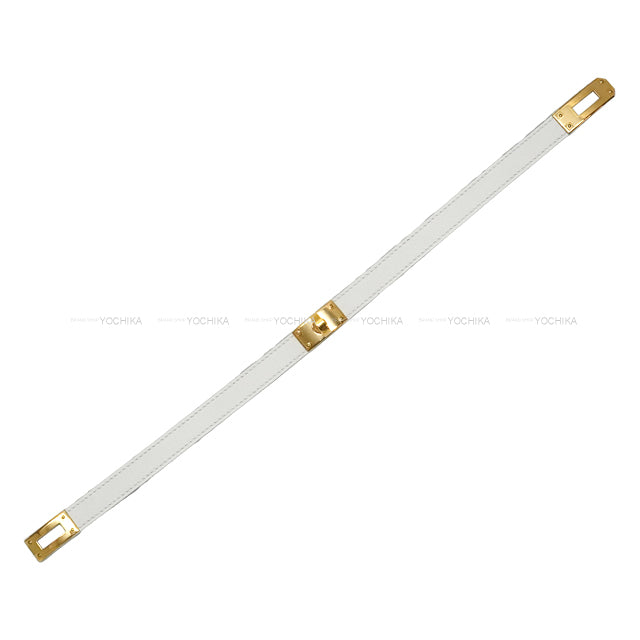 HERMES bracelet Kelly Double Tour Blanc (White) Veau Swift #T2 Gold HW Stamp C[EXCELLENT][Authentic]