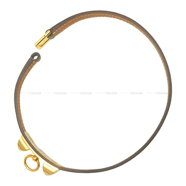 HERMES bracelet Rival mini Double Tour Etoupe Veau Swift Gold HW Stamp C[EXCELLENT][Authentic]