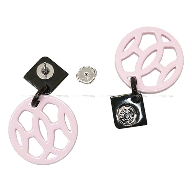 HERMES pierced earring HAVA Pink Buffalo Horn Silver HW[EXCELLENT][Authentic]