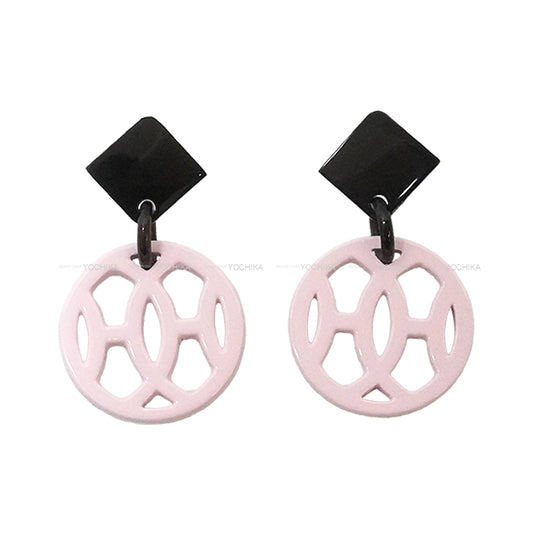 HERMES pierced earring HAVA Pink Buffalo Horn Silver HW[EXCELLENT][Authentic]