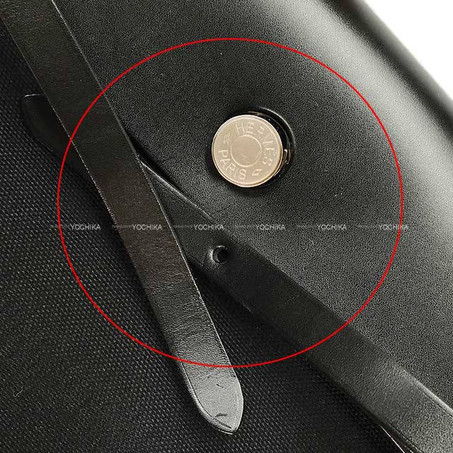 HERMES Messenger bag Herbag Zip Messenger 39 Noir (Black) Toile Militaire/Vache Hunter Pouch: W: 9.1 "H: 5.5" Silver HW Stamp W[ALMOST NEW][Authentic]