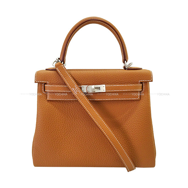 HERMES Shoulder bag Kelly25 Retourne Gold Veau Togo Mat Silver HW Stamp K[BRAND NEW][Authentic]