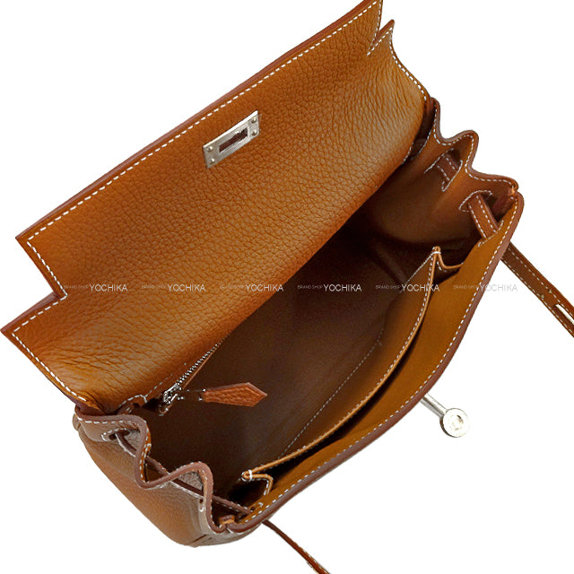 HERMES Shoulder bag Kelly25 Retourne Gold Veau Togo Mat Silver HW Stamp K[BRAND NEW][Authentic]