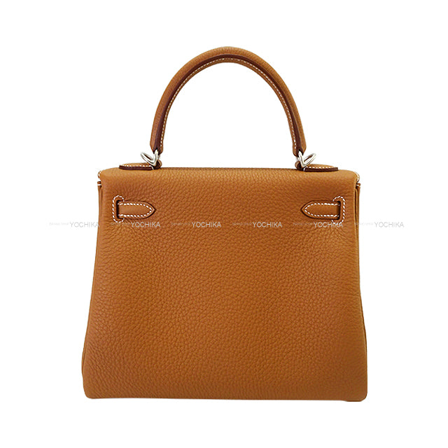 HERMES Shoulder bag Kelly25 Retourne Gold Veau Togo Mat Silver HW Stamp K[BRAND NEW][Authentic]