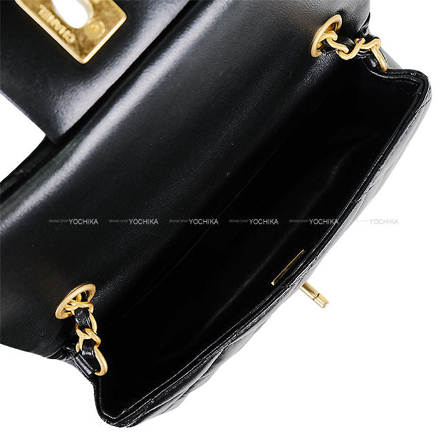 [Pre-loved] CHANEL Shoulder bag Mini Matelasse 18 Chain Heart Charm Noir (Black) Lambskin Mat Gold HW AS3456[LIKE NEW][Authentic]