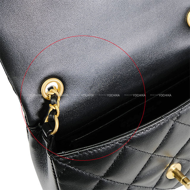 [Pre-loved] CHANEL Shoulder bag Mini Matelasse 18 Chain Heart Charm Noir (Black) Lambskin Mat Gold HW AS3456[LIKE NEW][Authentic]