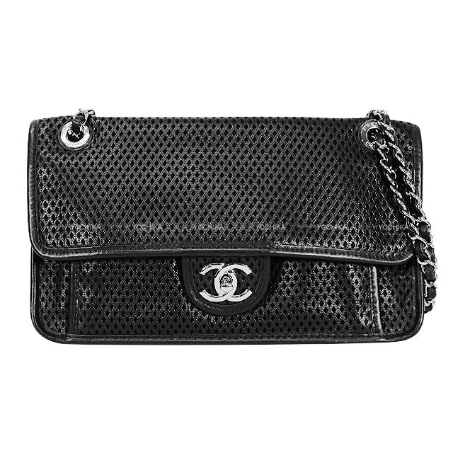Dubai Limited Edition CHANEL Shoulder bag French Riviera Punching Chain Noir (Black) Mesh Leather Silver HW A67652[EXCELLENT][Authentic]