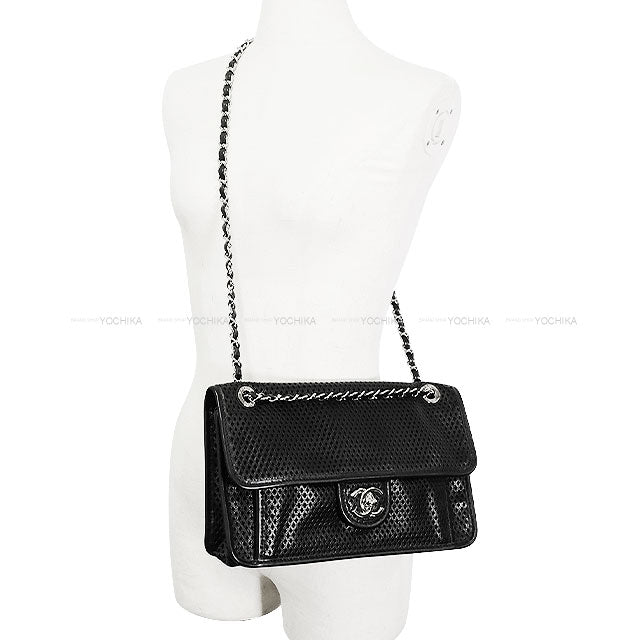 Dubai Limited Edition CHANEL Shoulder bag French Riviera Punching Chain Noir (Black) Mesh Leather Silver HW A67652[EXCELLENT][Authentic]